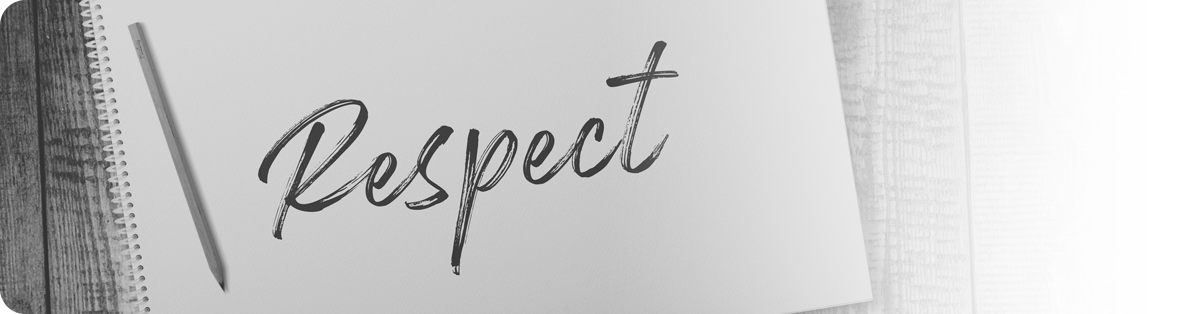 Le mot respect est bien écrit à la main sur un carnet de notes